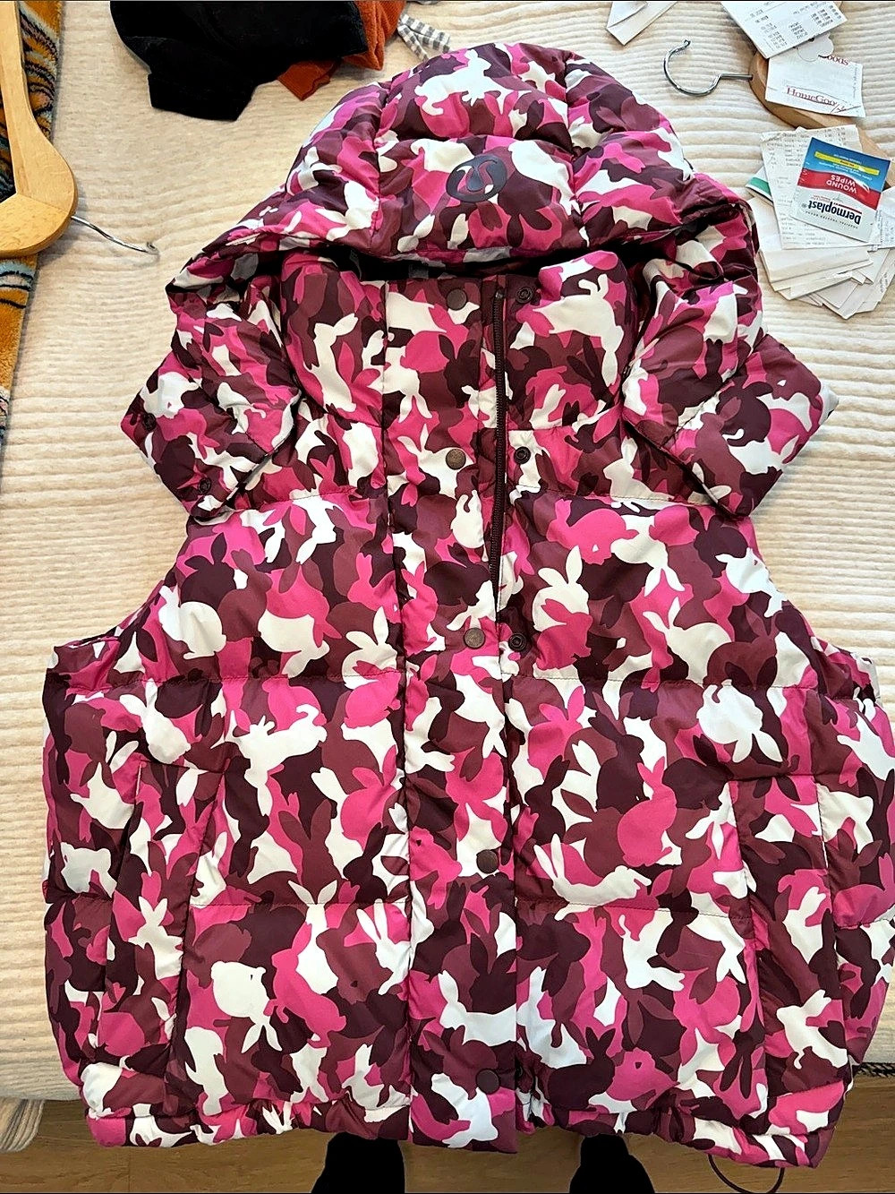 Lululemon New Year Wunder Puff Cropped Vest Rabbit Sonic Pink Multi